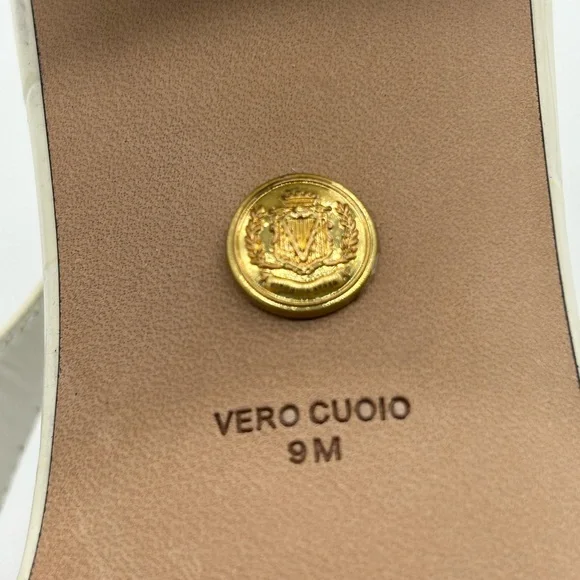 Veronica Beard Cecile Slingback Pumps Ivory Croc Leather Black Cap Toe Size 9M - Picture 10 of 14